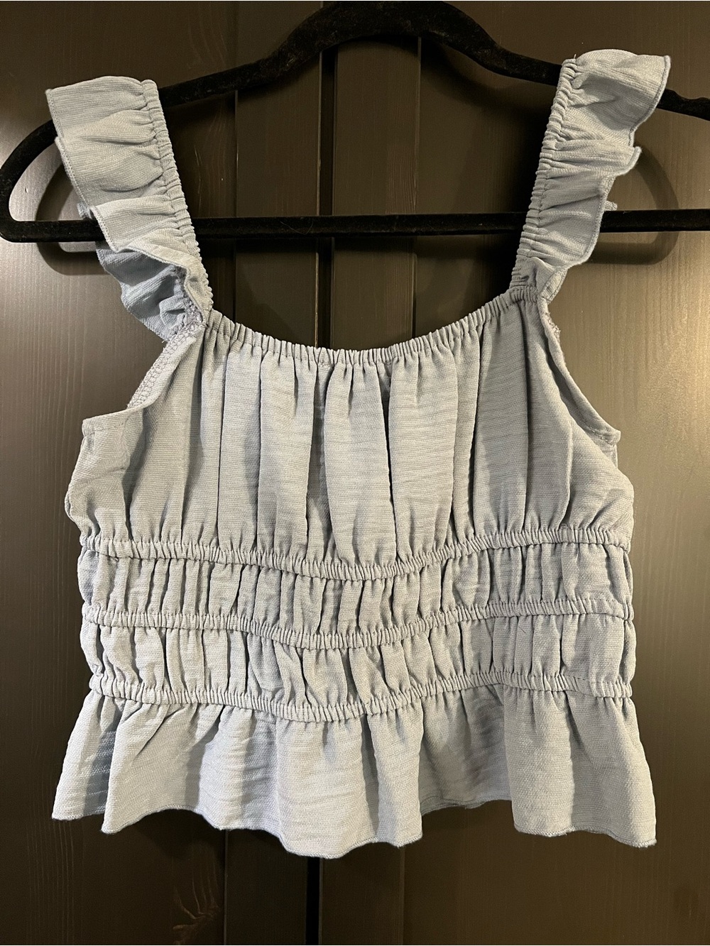 URBAN Romantics Light Blue Ruffle Smocked Tank Top